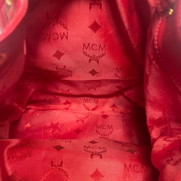 MCM Red Quilted Leather Bucket Bag - Picture 11 of 11